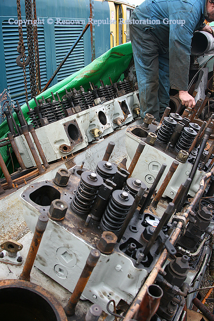 Refurbished cylinder heads fitted to ex-50008 power unit