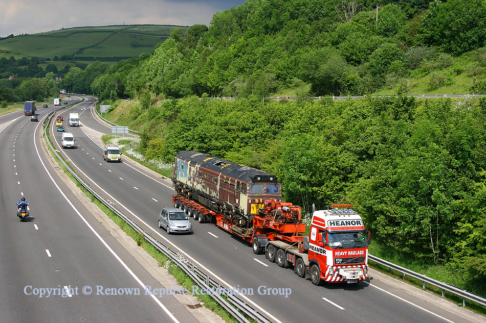 50017 passes Buckfastleigh on the A38